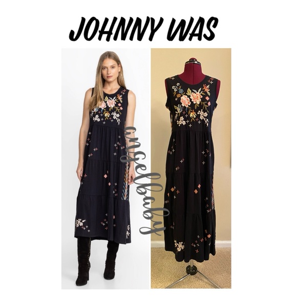 Johnny Was Ceretti Tiered Maxi Tank Dress in Black!